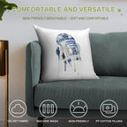 Star Wars Watercolour R2D2, Retro Droid Soft Hidden Zipper Throw Pillow