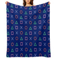 Blue Madness Playstation Controller Buttons Icon All-season Throw Blanket