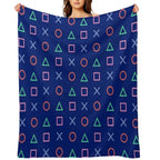 Blue Madness Playstation Controller Buttons Icon All-season Throw Blanket
