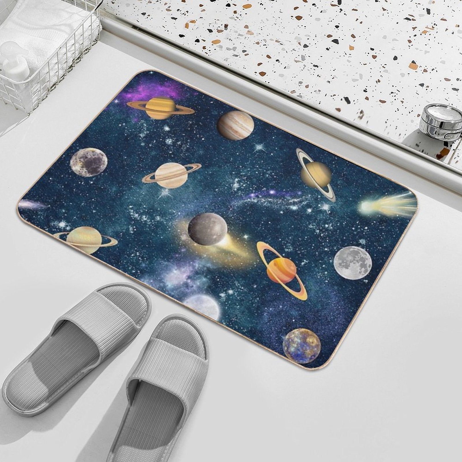 Planets in Galaxy Space  Bath Mats  Easy To Clean Bath Mat