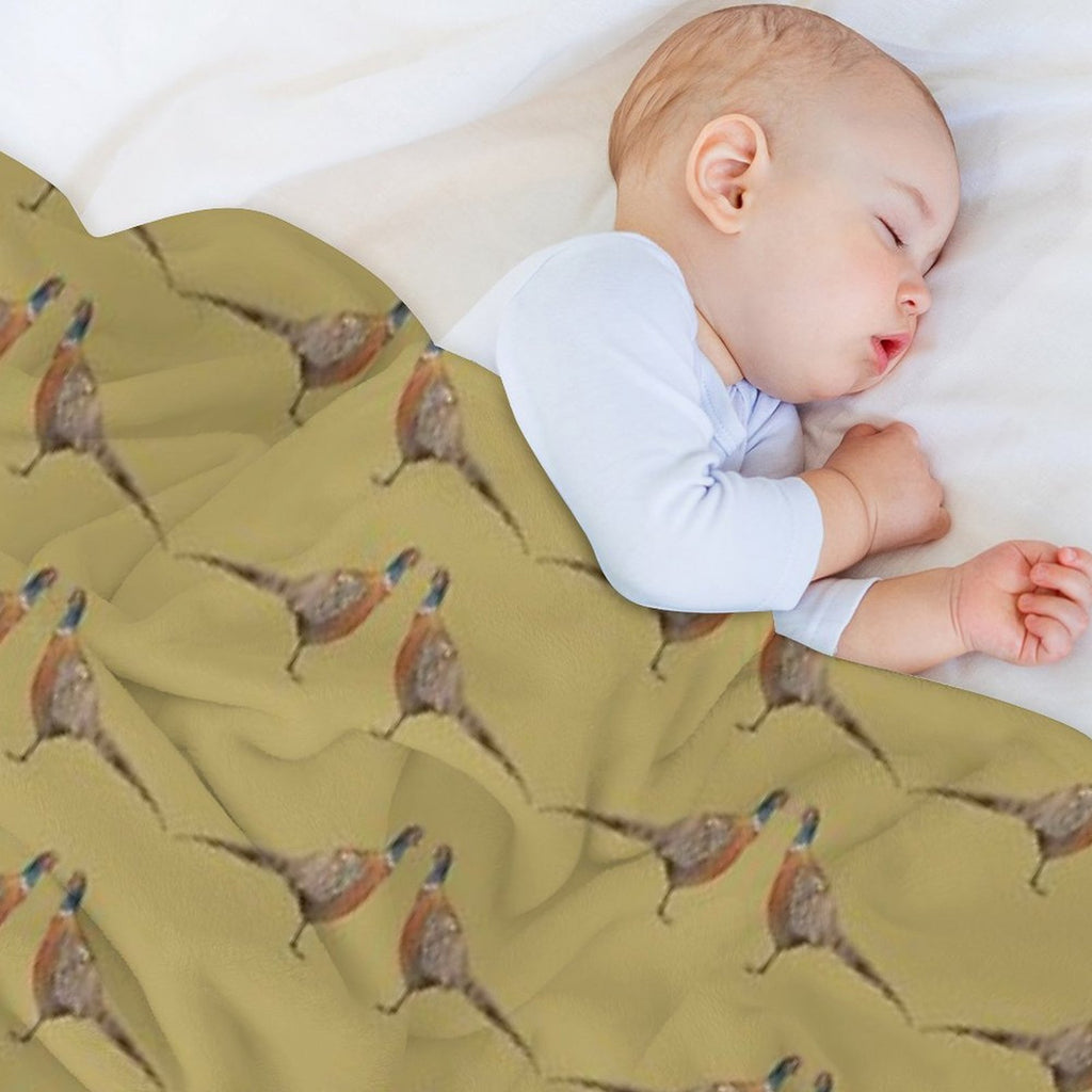 Pheasant Pattern, Mustard Premium Throw Blanket