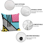 Abstract 80s Memphis Pop Art Style Graphics Soft Hidden Zipper Throw Pillow