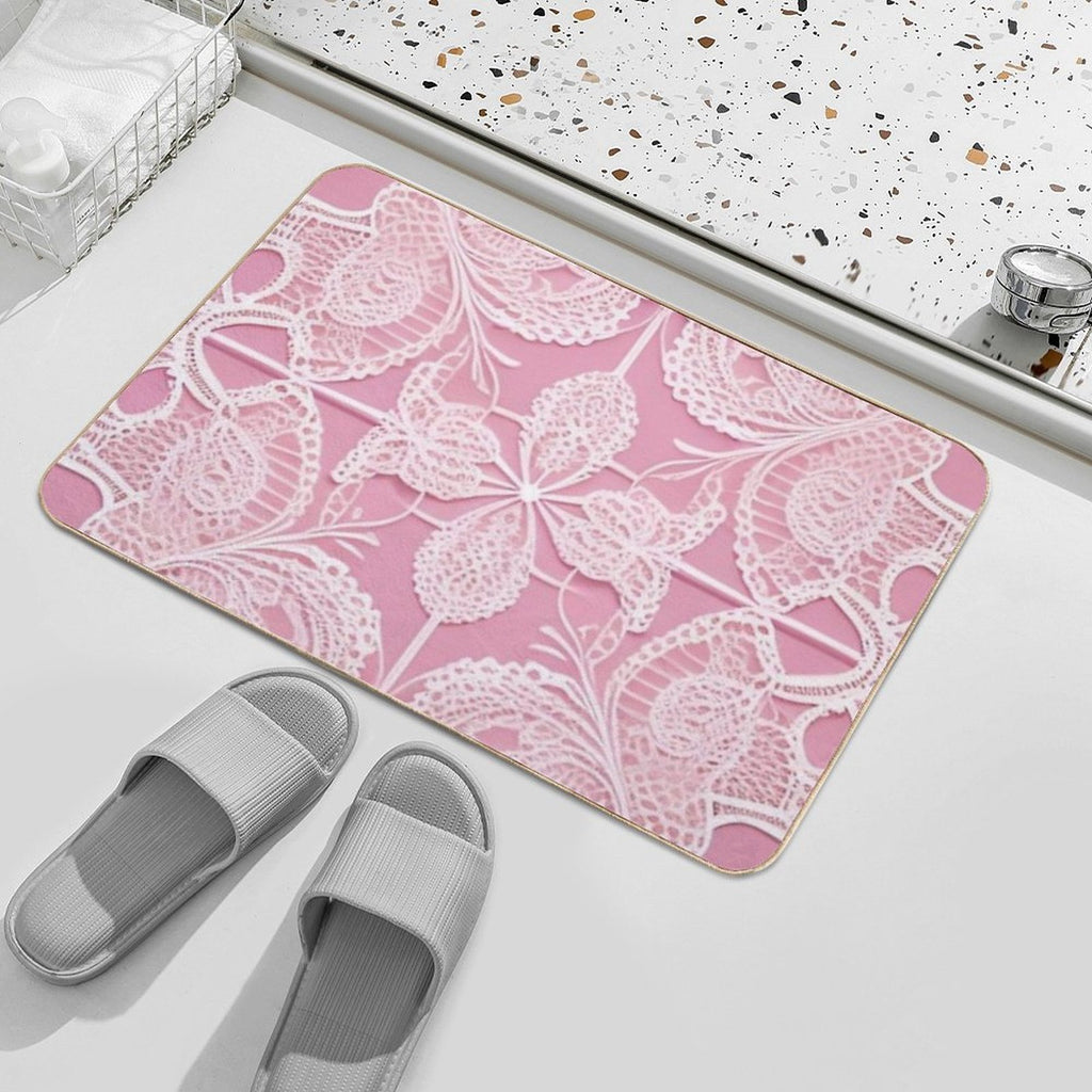 Pink Lace  Easy Maintenance Bath Mat