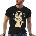90s Y2K Funny Cute Cat Tomcat Kitten with Headphone Headset Men Women Kids  Eco-friendly Material T-Shirt
