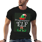 Programmer Elf Funny Costume Matching Elf Christmas  Ribbed Collar T-Shirt