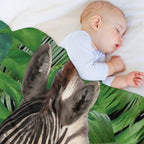 Zebra Jungle Palm Monstera Leaves Gift-ready Throw Blanket