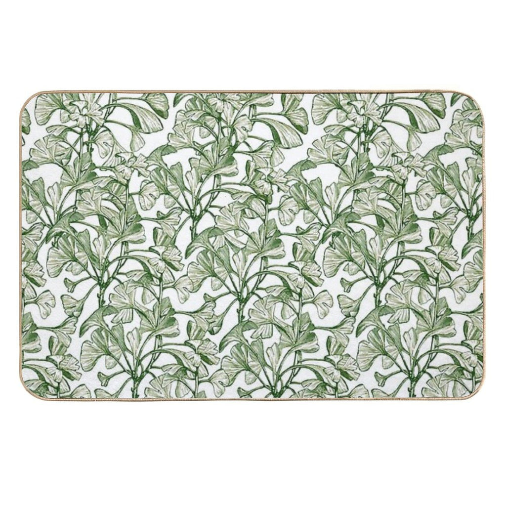Vintage Green Leaves, Botanical Pattern  Rapid-Drying Bath Mat