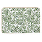 Vintage Green Leaves, Botanical Pattern  Rapid-Drying Bath Mat