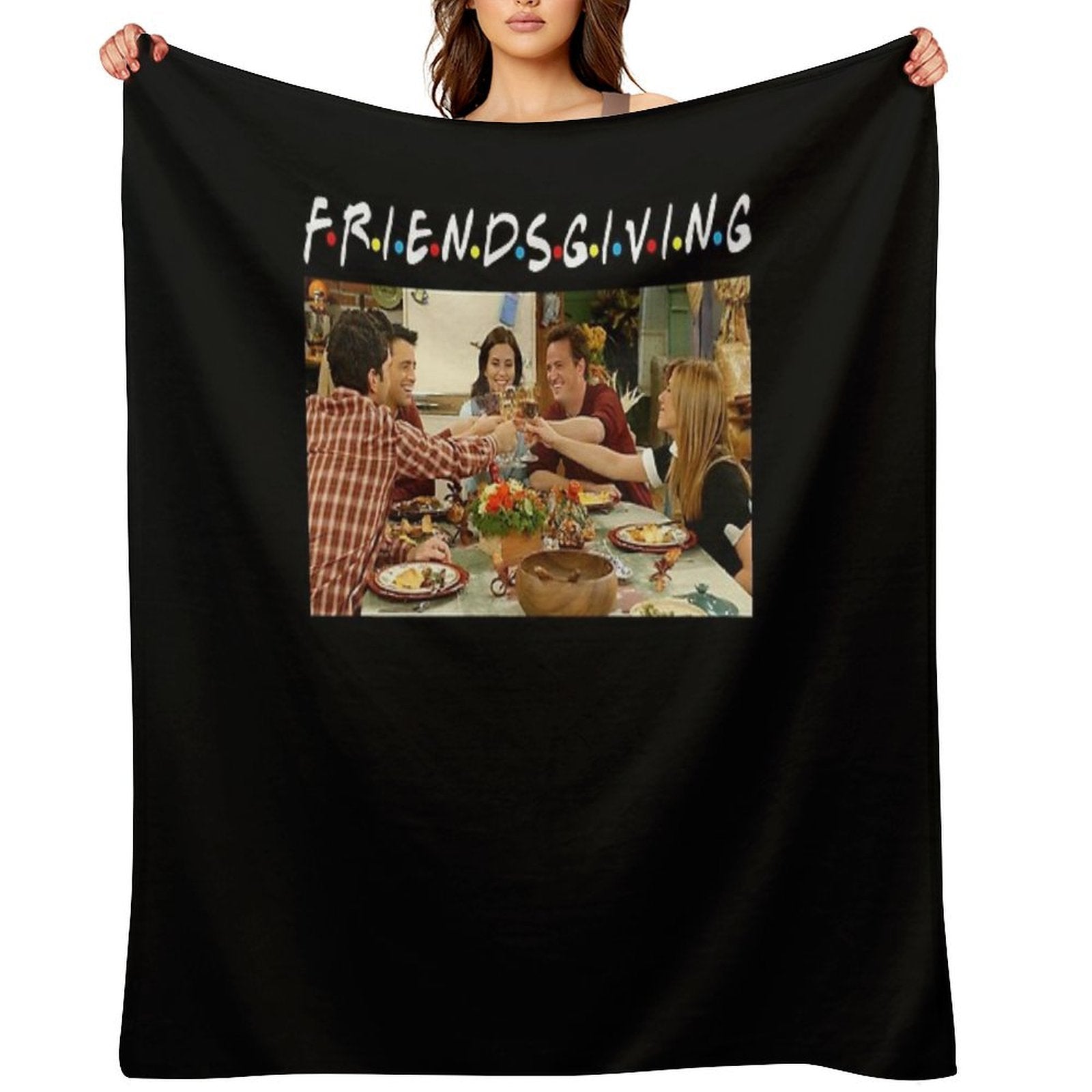 Friendsgiving Classic Fríénds Funny Thanksgiving Eco-conscious Throw Blanket