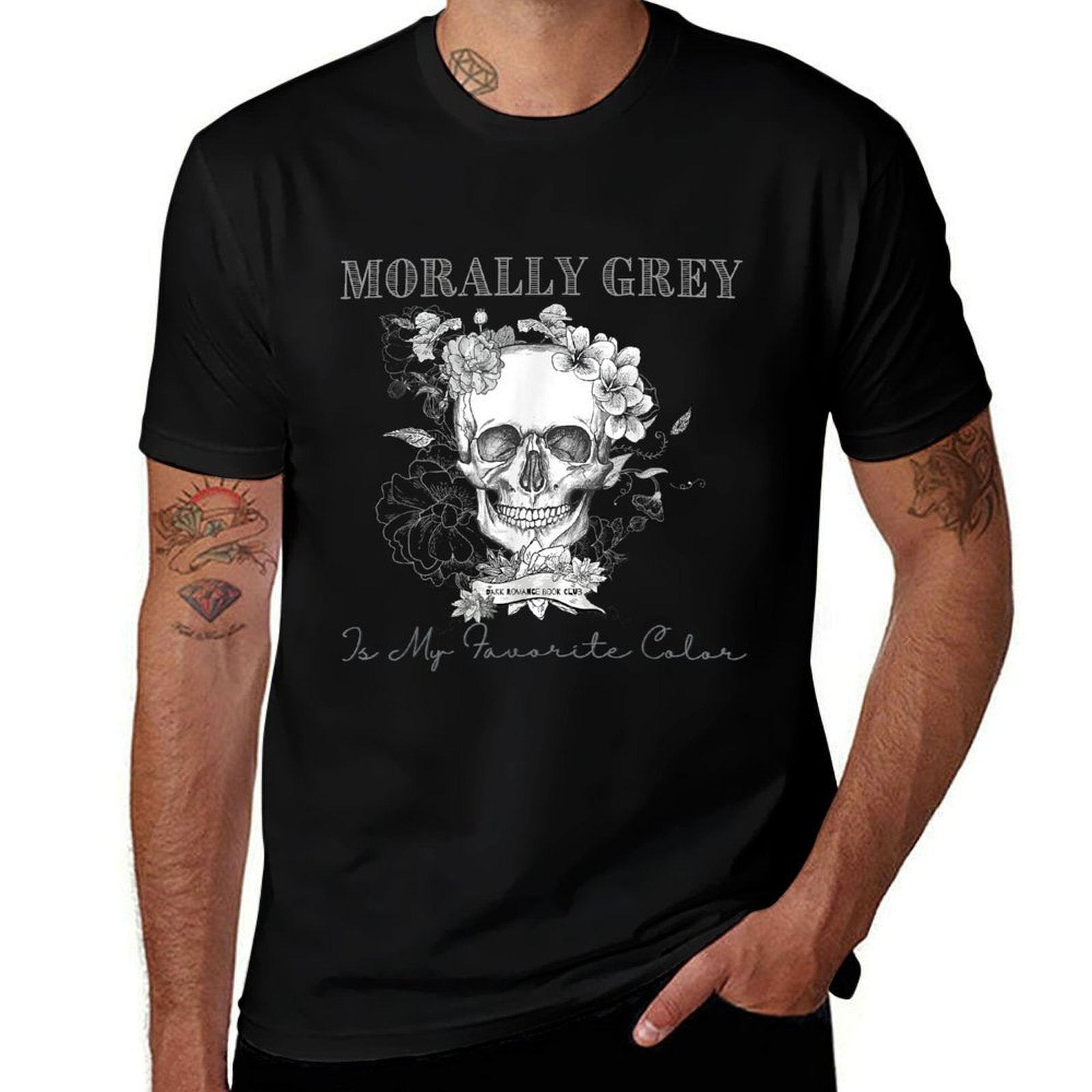 Morally Grey Is My Favorite Color Skeleton Funny Books Lover  Slim-fit Cut T-Shirt