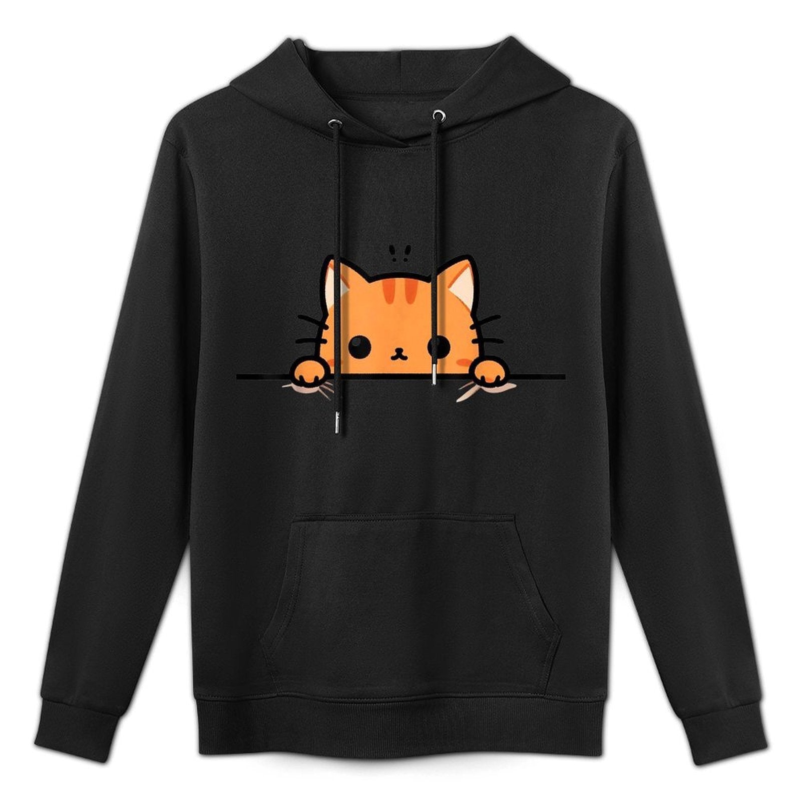 Cute Orange Kitty Cat Peeking Over at You Ginger Cat Lover Durable Construction Hoodie