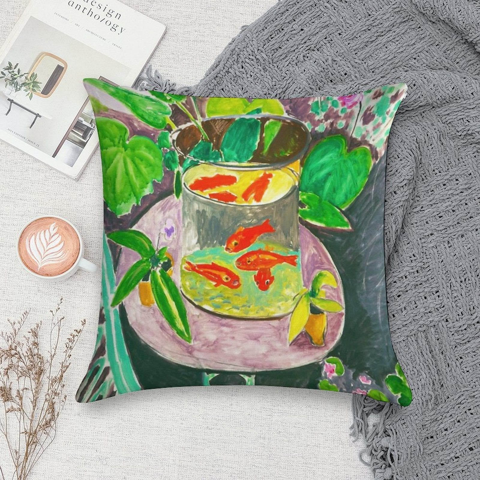 Matisse - Goldfish Soft Fade-Resistant Throw Pillow