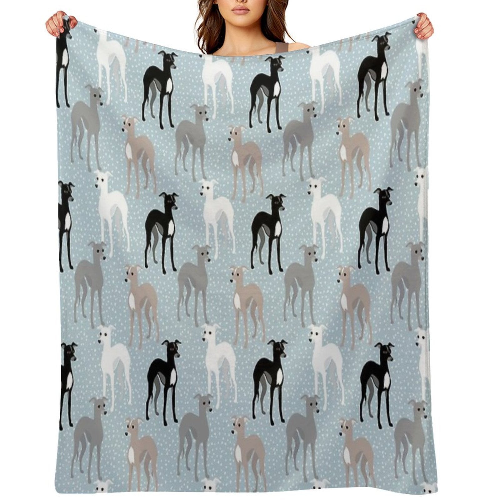 Italian Greyhounds Mid-Century Modern Pattern Wrinkle-free Throw Blanket