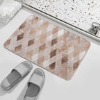 Small Copper And Blush Rose Gold Marble Argyle  Stain-Proof Bath Mat