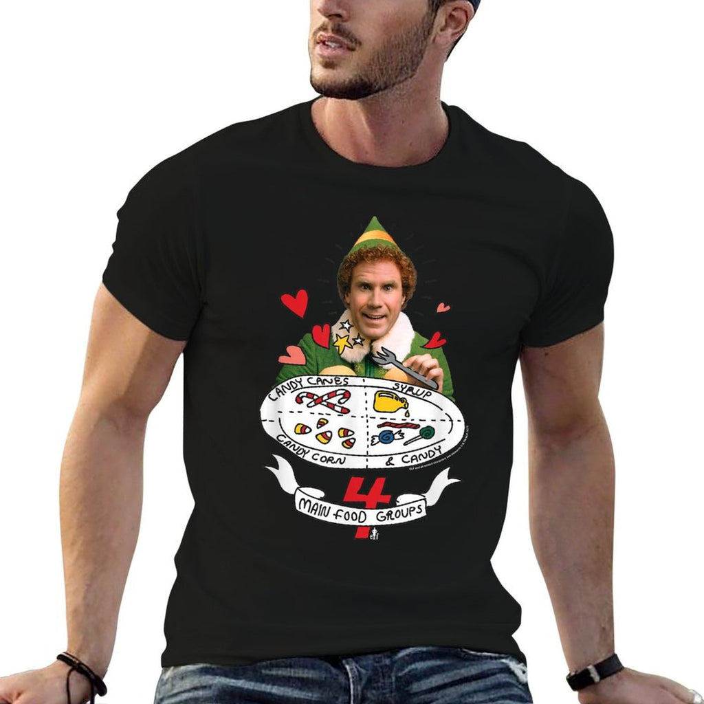 Elf Buddys Four Food Groups Funny Christmas  Relaxed-fit T-Shirt