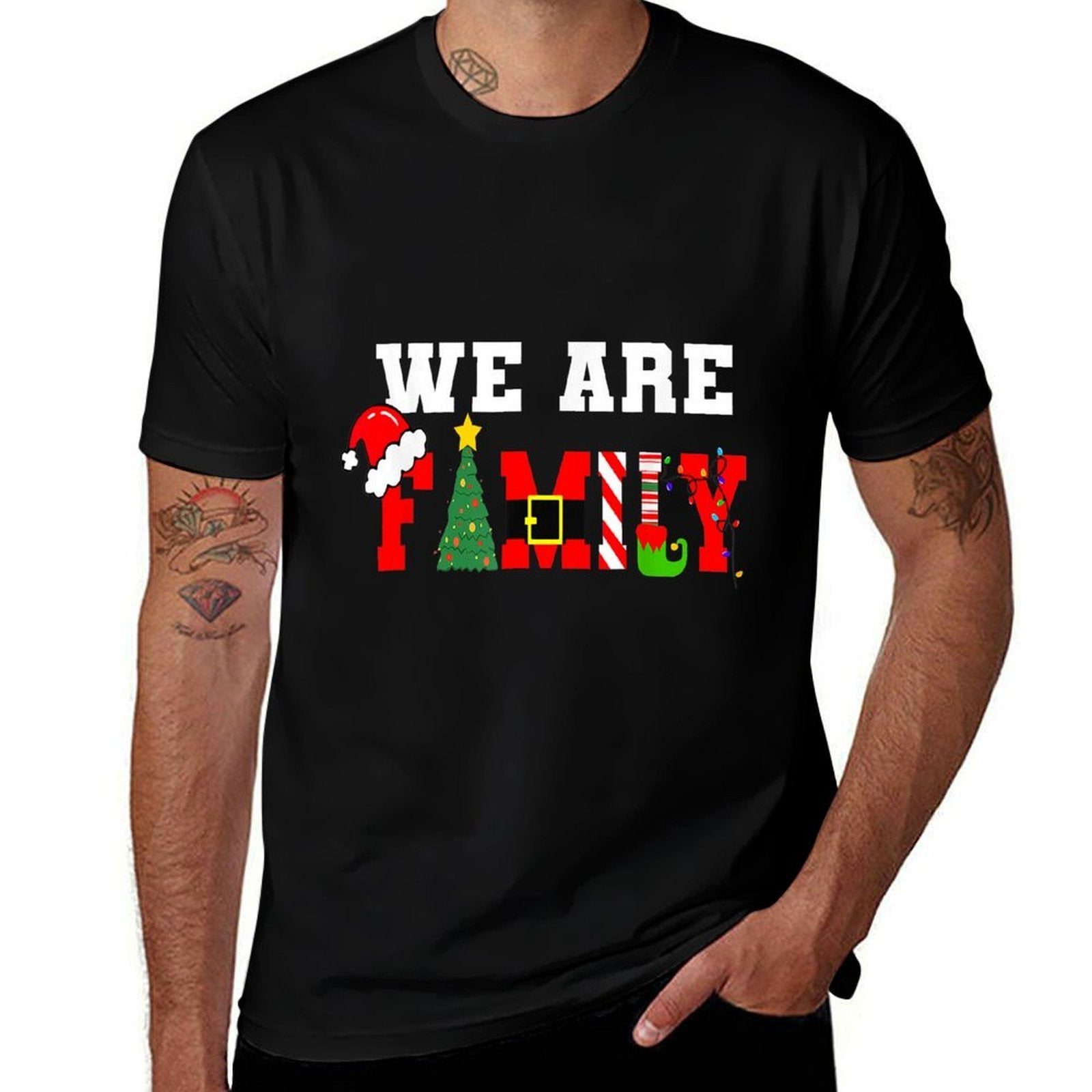 We Are Family Christmas Pajamas Funny Matching Xmas 2024  Odor-resistant T-Shirt