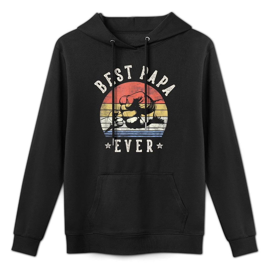 Best Papa Ever - Retro Fist Bump Vintage Design Papa Cotton-Polyester Blend Hoodie