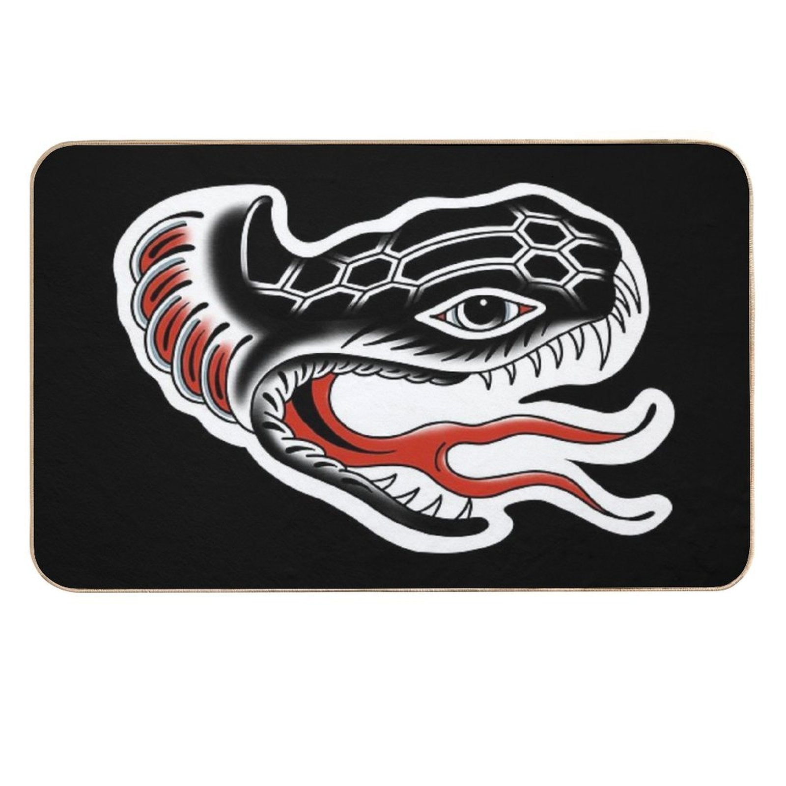 Snake Traditional Tattoo Flash  Pet-Safe Bath Mat
