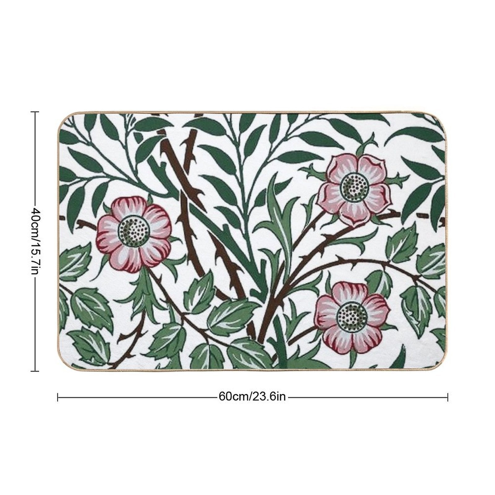 William Morris Wild Rose Wallpaper  Eco-Friendly Bath Mat