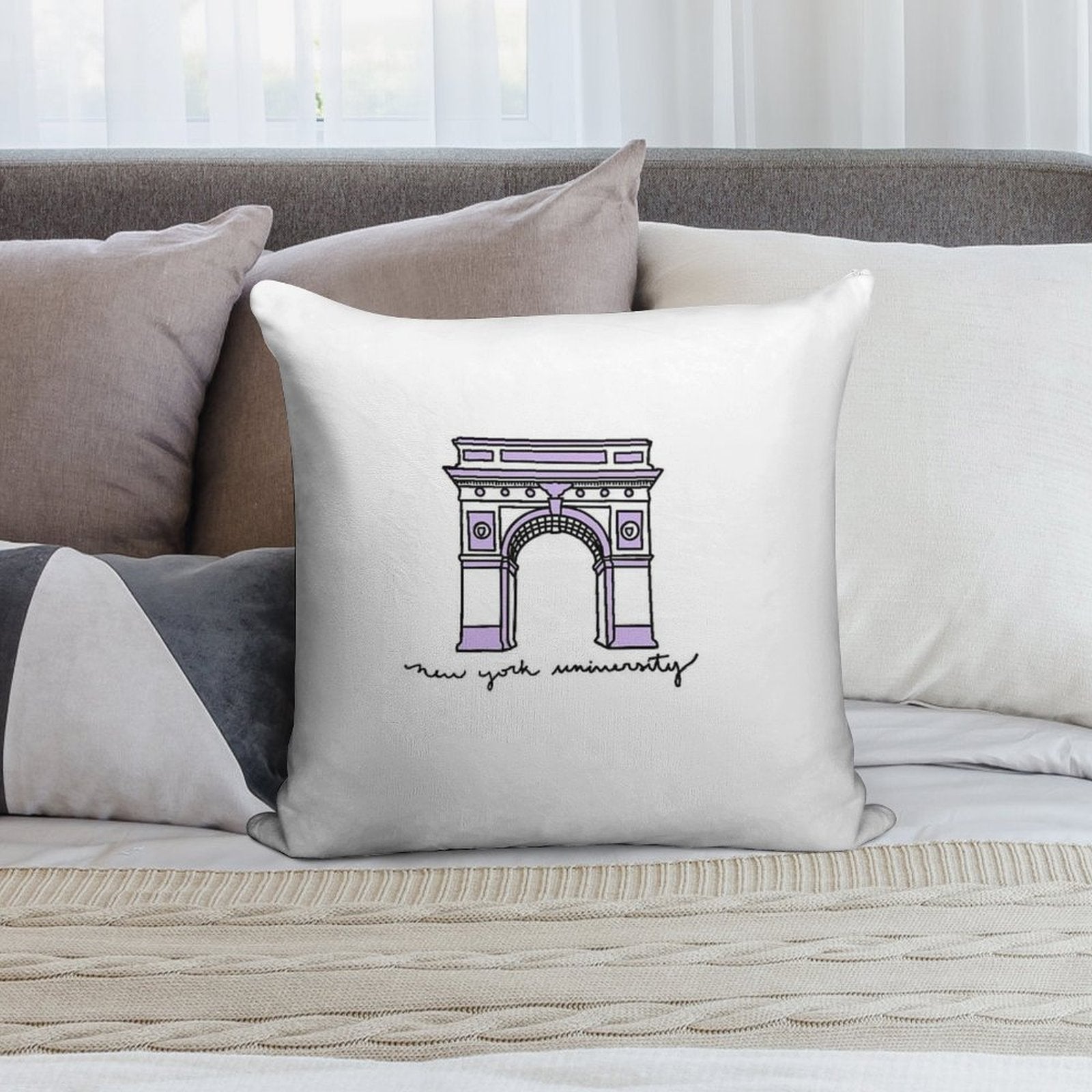 NYU Sticker Soft Skin-Friendly Throw Pillow