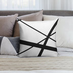 Black And White Geometric Lines Soft Anti-Pilling Throw Pillow
