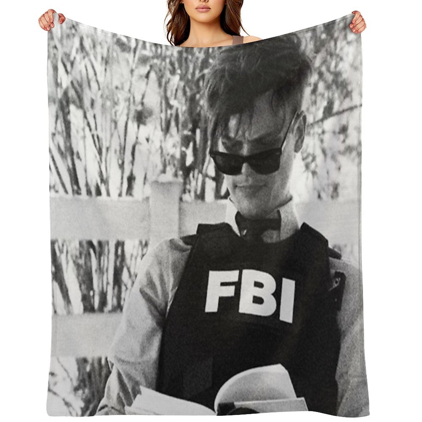 Fbi Glasses Spence Velvety-soft Throw Blanket