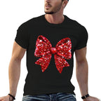 Coquette Bow Merry Christmas Xmas Sparkle Family Holiday  Eco-friendly Material T-Shirt