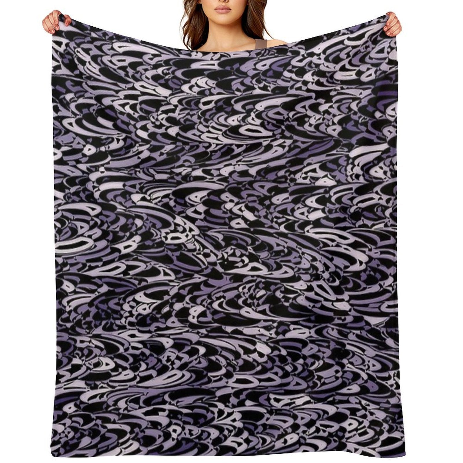 Abstract Purple Black - 7894 Plush Throw Blanket