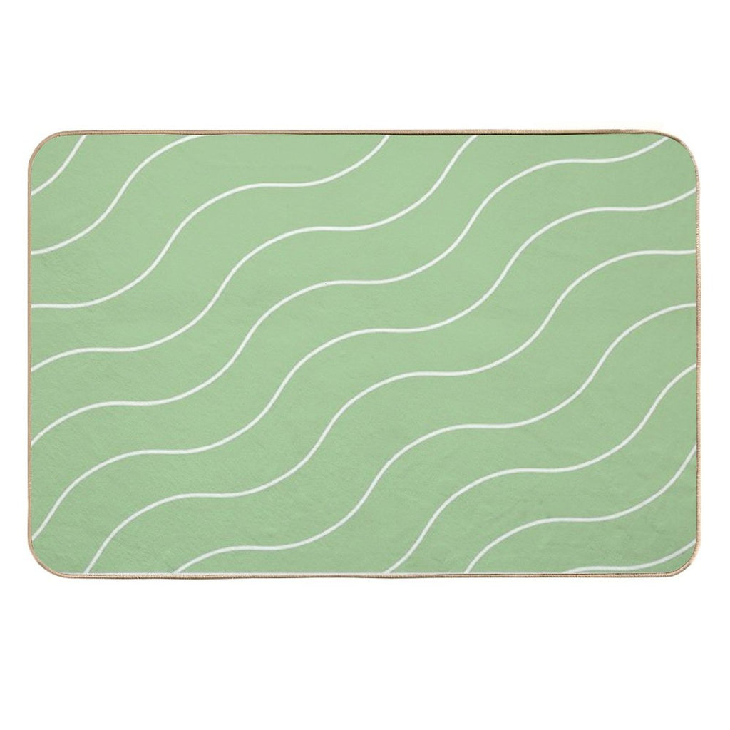 Cute Green Squiggly Lines Aesthetic Items  Pet-Safe Bath Mat