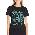 Simple Seattle Downtown Cityscape Emerald Color  Easy-care T-Shirt