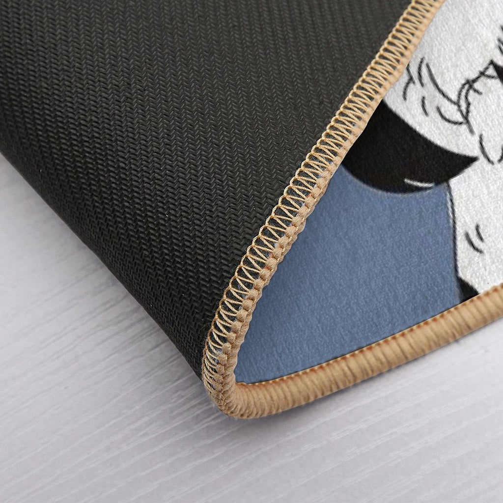 LOVE Black And White Sheepadoodle 6 - Navy  Non-Slip Bath Mat