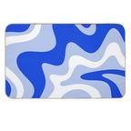 Retro Liquid Swirl Abstract Pattern Square in Royal Blue, Light Blue, And White  Eco-Friendly Bath Mat