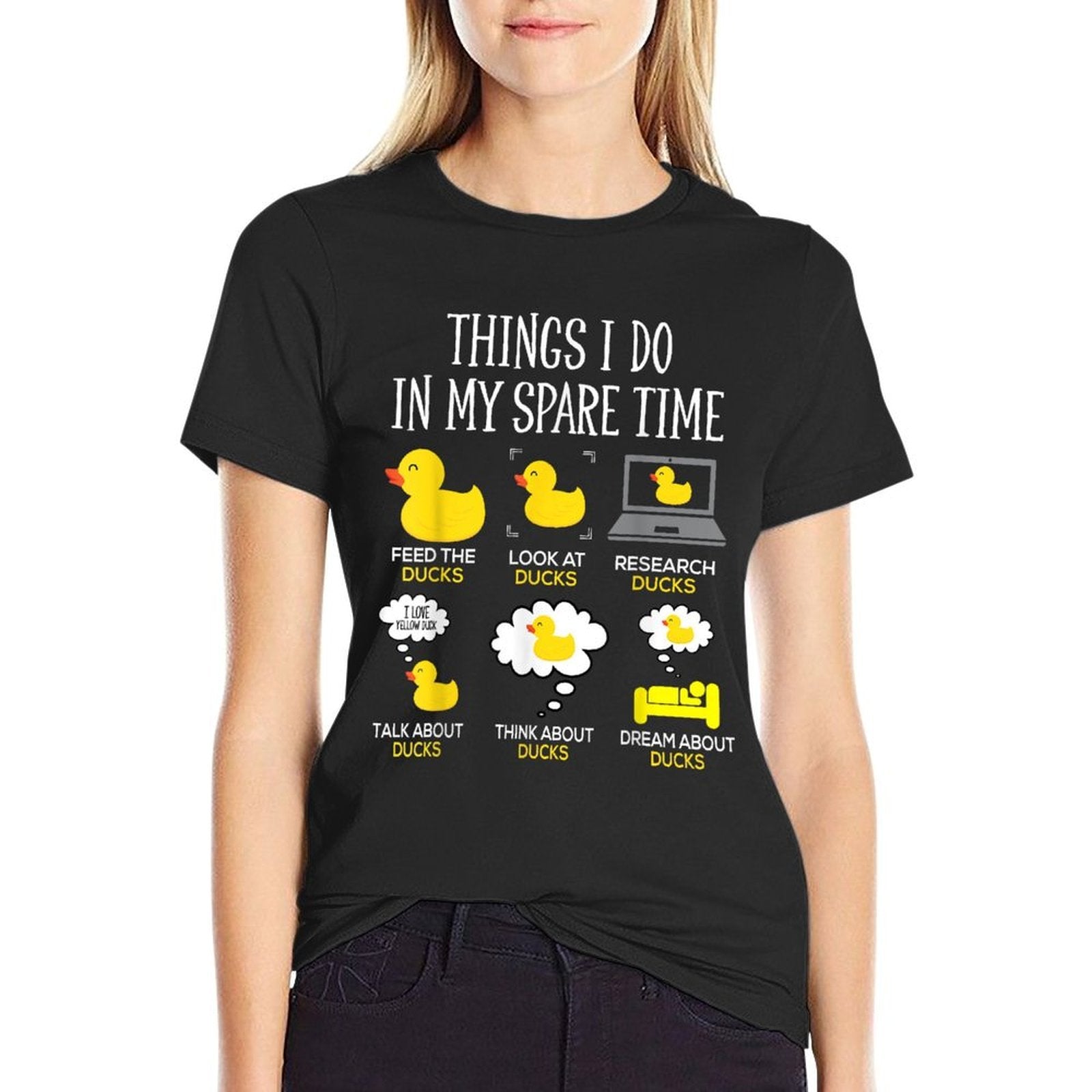 Things I Do In My Spare Time Ducks Love Cute Duck Mom Dad  Polyester Blend T-Shirt