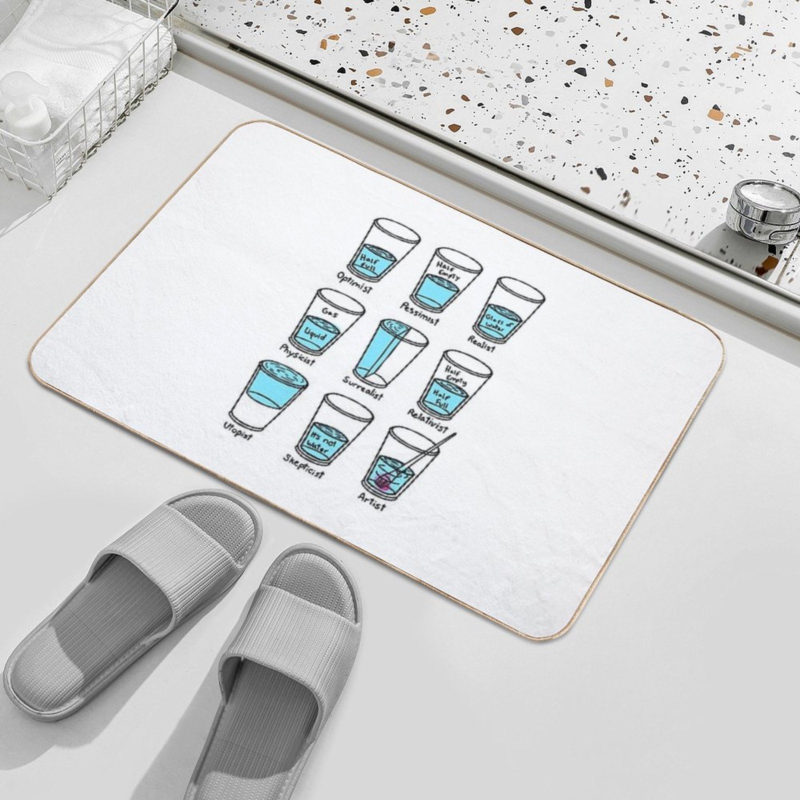 Glass Half Empty Meme - Artist Edition Durable Bath Mat