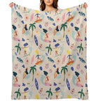 Surfing Girl Travel-friendly Throw Blanket