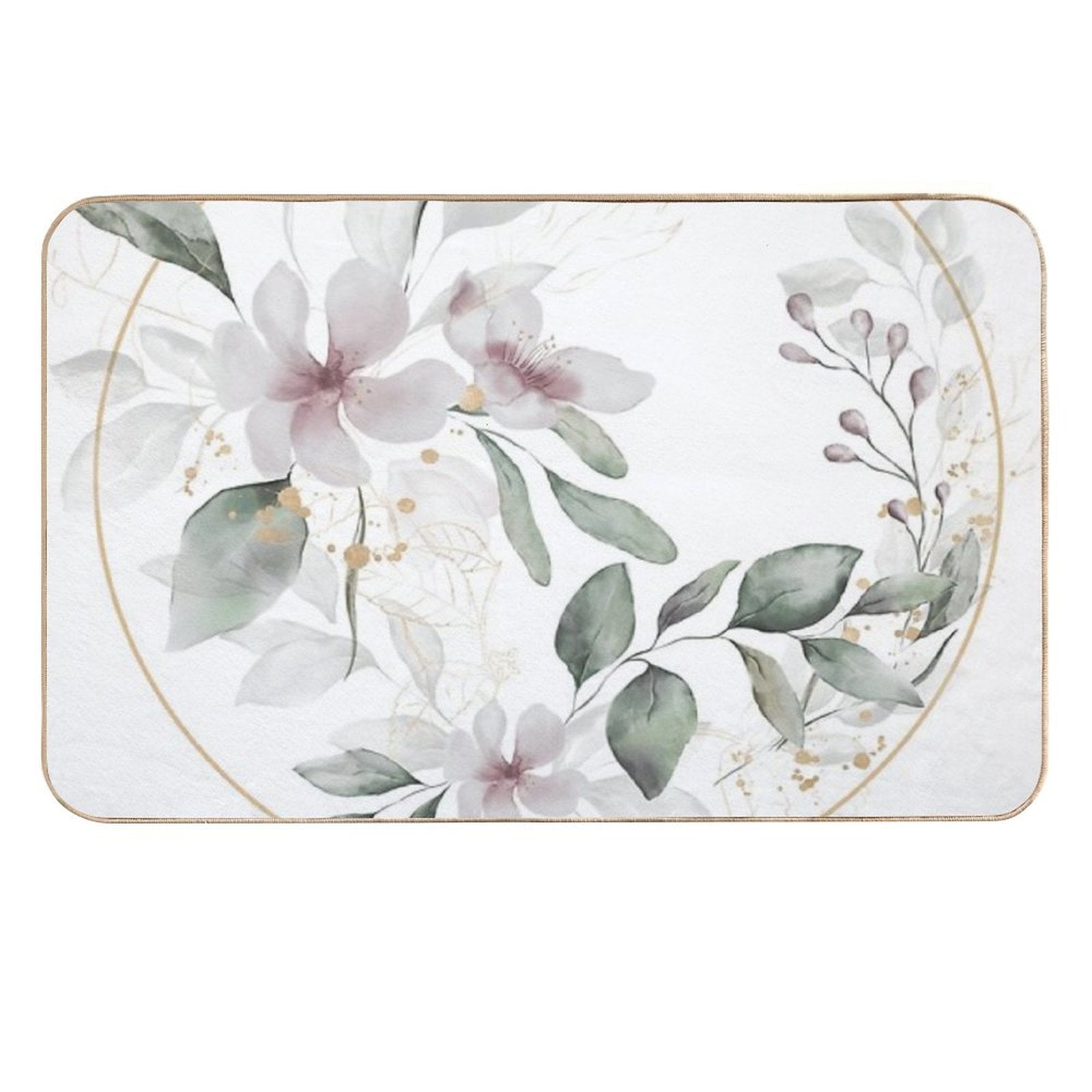 Golden Cicle of Flowers  Eco-Friendly Bath Mat