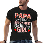 Papa Of The Berry First Birthday Girl Sweet Strawberry  Fade-proof Color T-Shirt