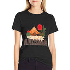 Arizona Roadrunner Retro Boho Desert Cactus  High-quality Stitching T-Shirt