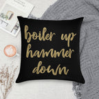Boiler Up Hammer Down Purdue Gold Foil Soft Decorative Cover Throw Pillow
