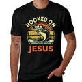 Mens Hooked on Jesus Christian Funny I You Love Bass Fishing  Breathable T-Shirt