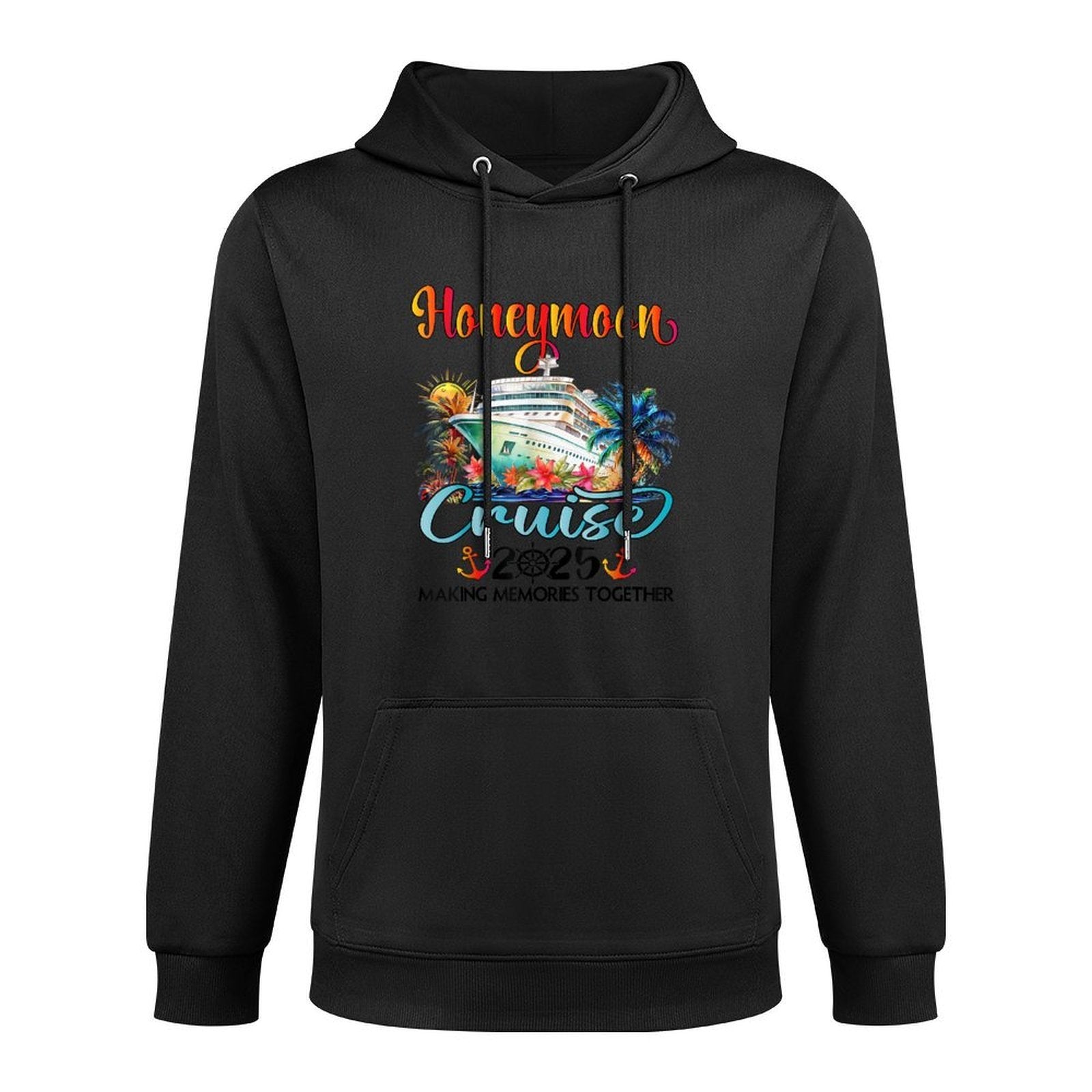 Honeymoon Cruise 2025 Just Married Matching Couple Vacation Cotton-Polyester Blend Hoodie