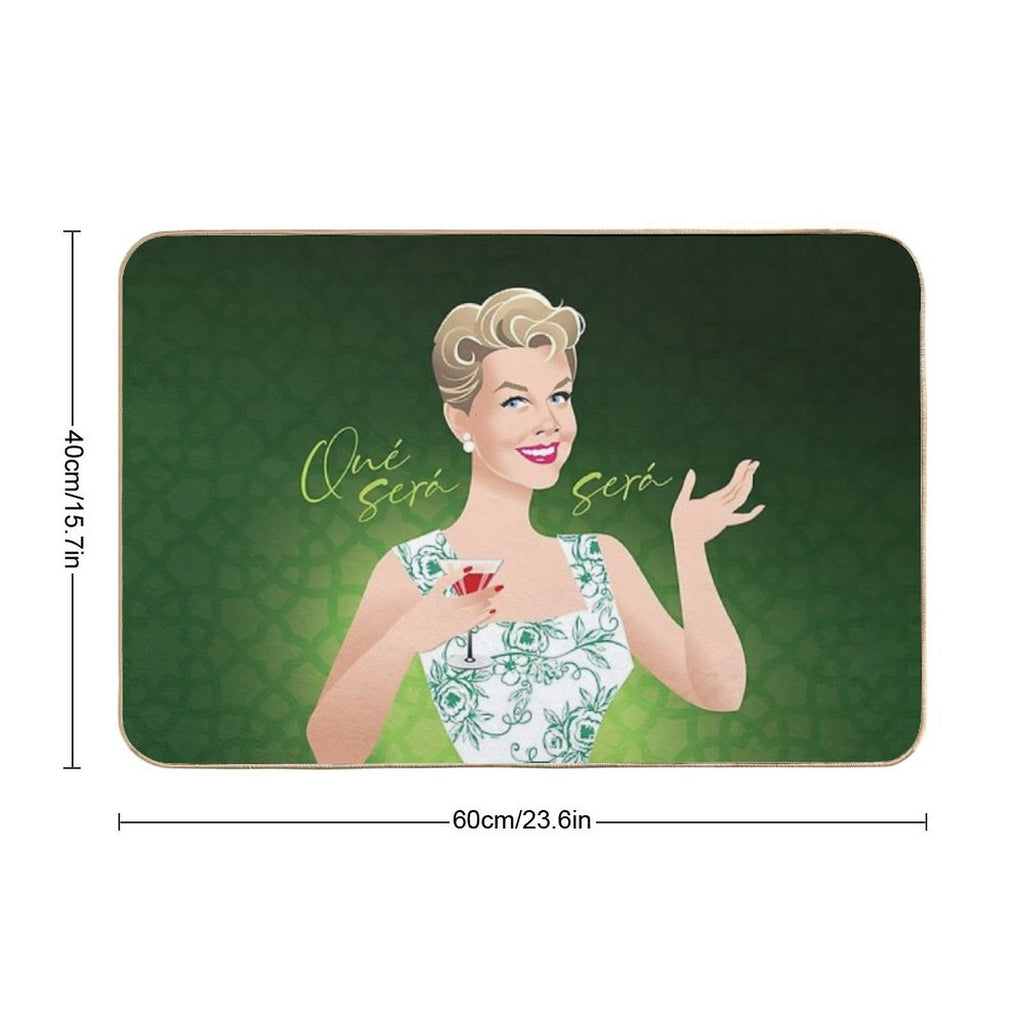 Green Flowers  Dirt-Trapping Bath Mat