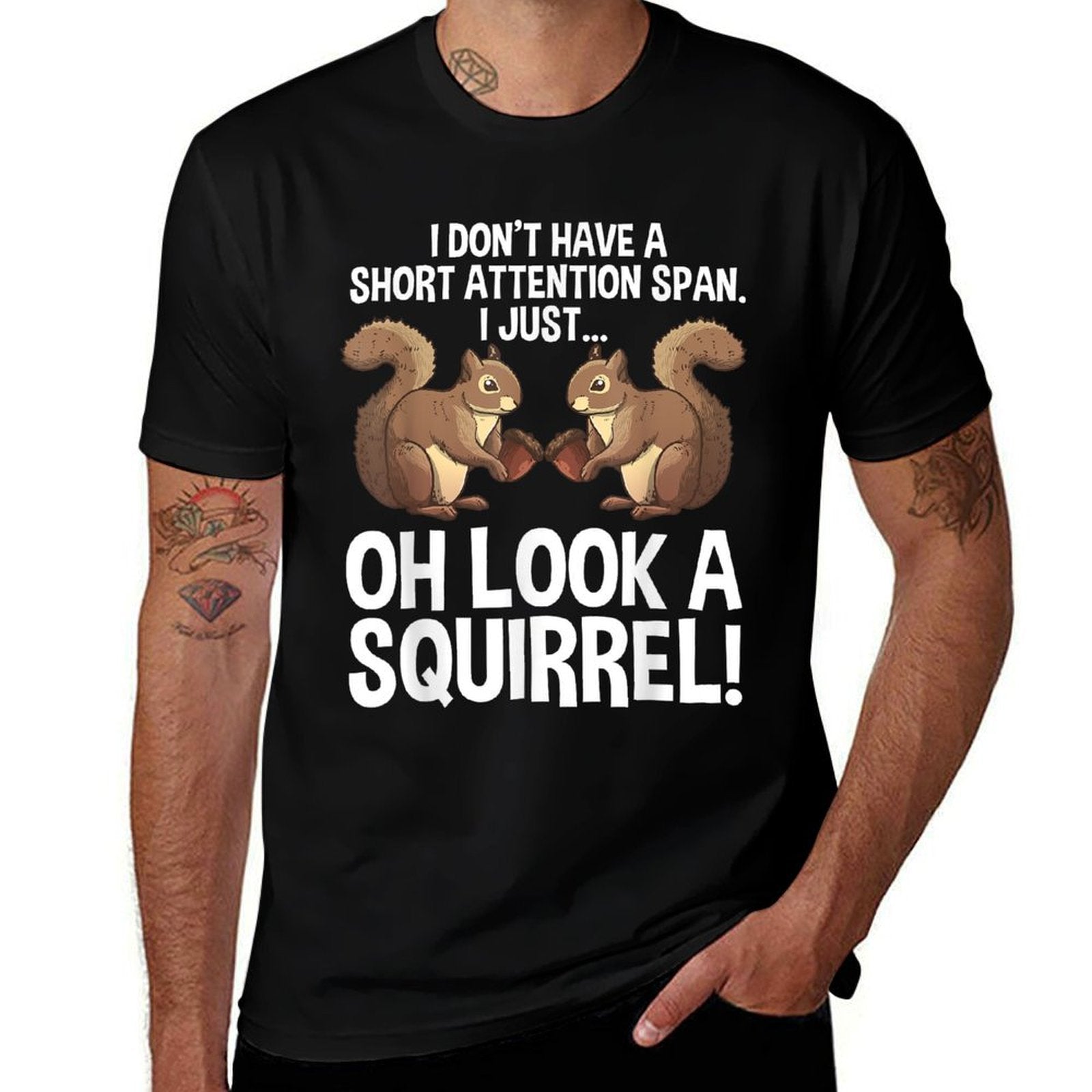 Funny ADHD Squirrel Design For Men Women Chipmunk Pet Lovers  Fade-proof Color T-Shirt