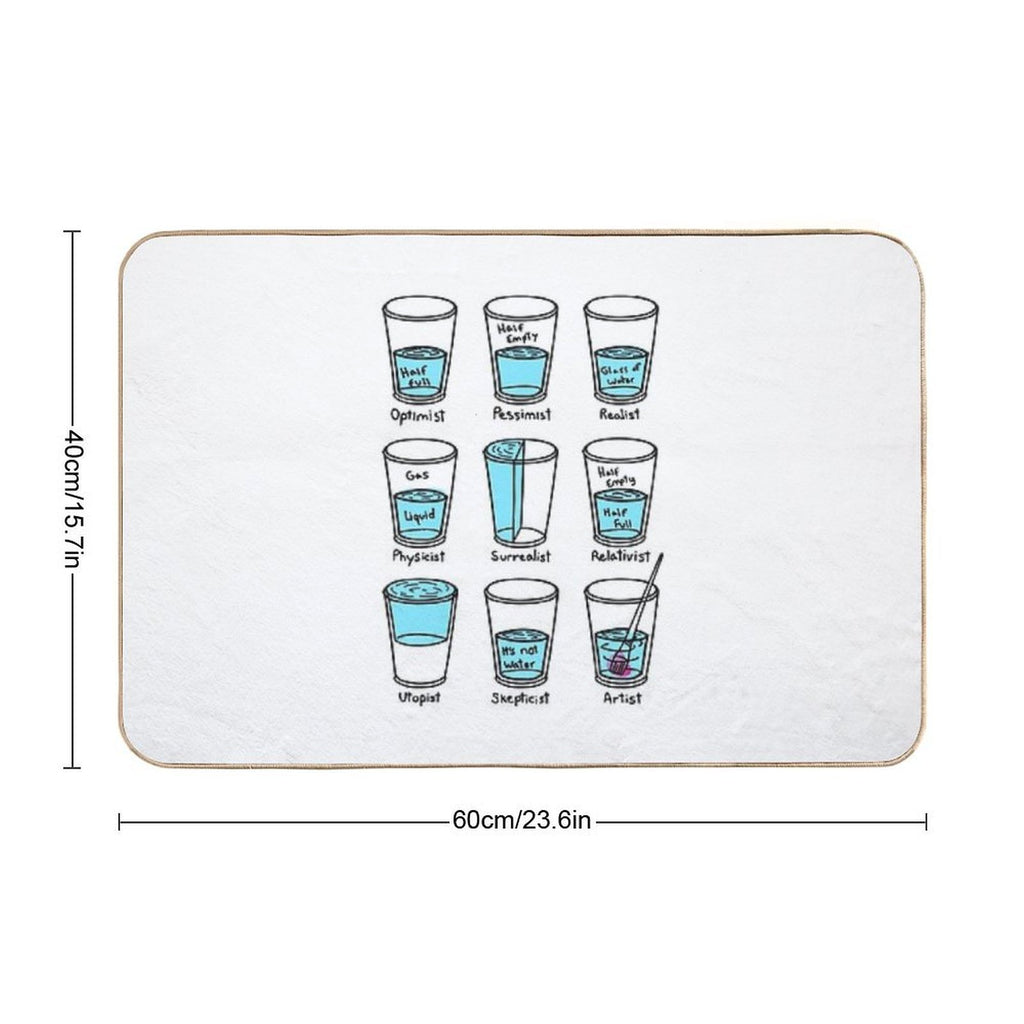 Glass Half Empty Meme - Artist Edition  Non-Slip Bath Mat