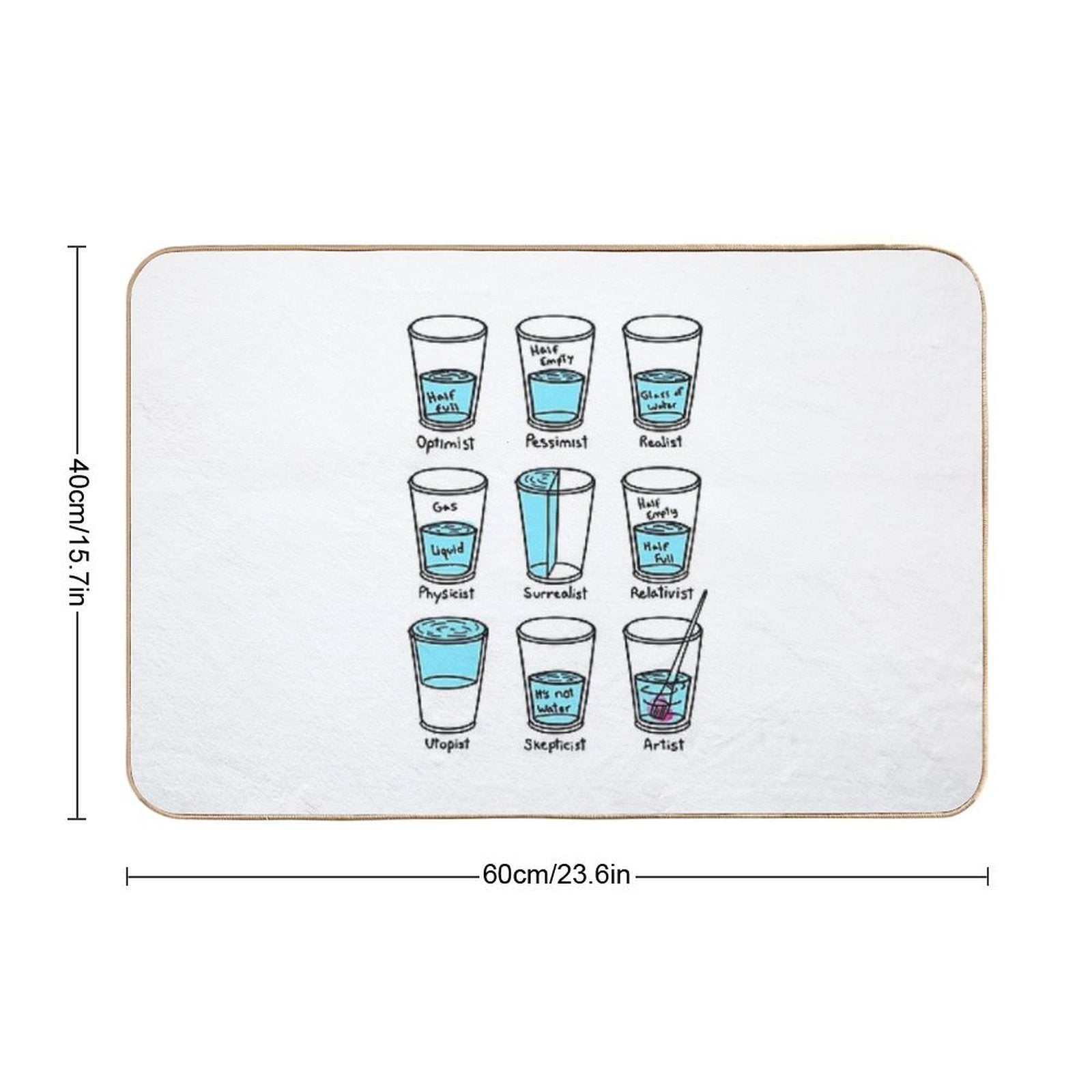 Glass Half Empty Meme - Artist Edition  Non-Slip Bath Mat