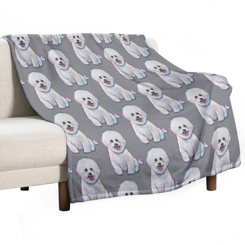 Cute And Floofy Bichon Frise by Robert Phelps Multi-functional Throw Blanket