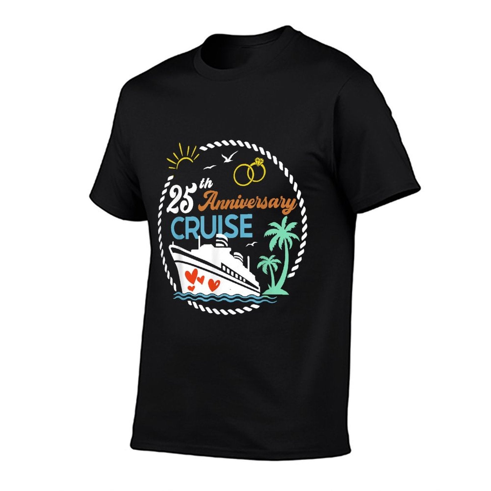 25th Anniversary Cruise Silver Wedding Cruise Vacation  Rolled Sleeves T-Shirt