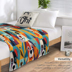 Geometrical Dogs Pattern Lightweight Throw Blanket