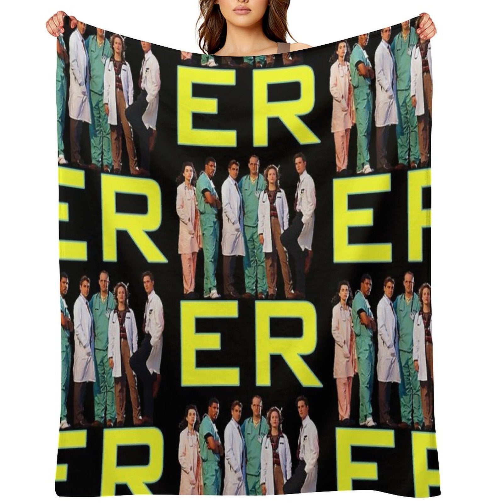 E.R. 90s CAST YOUNG GEORGE CLOONEY TRIBUTE Wrinkle-free Throw Blanket