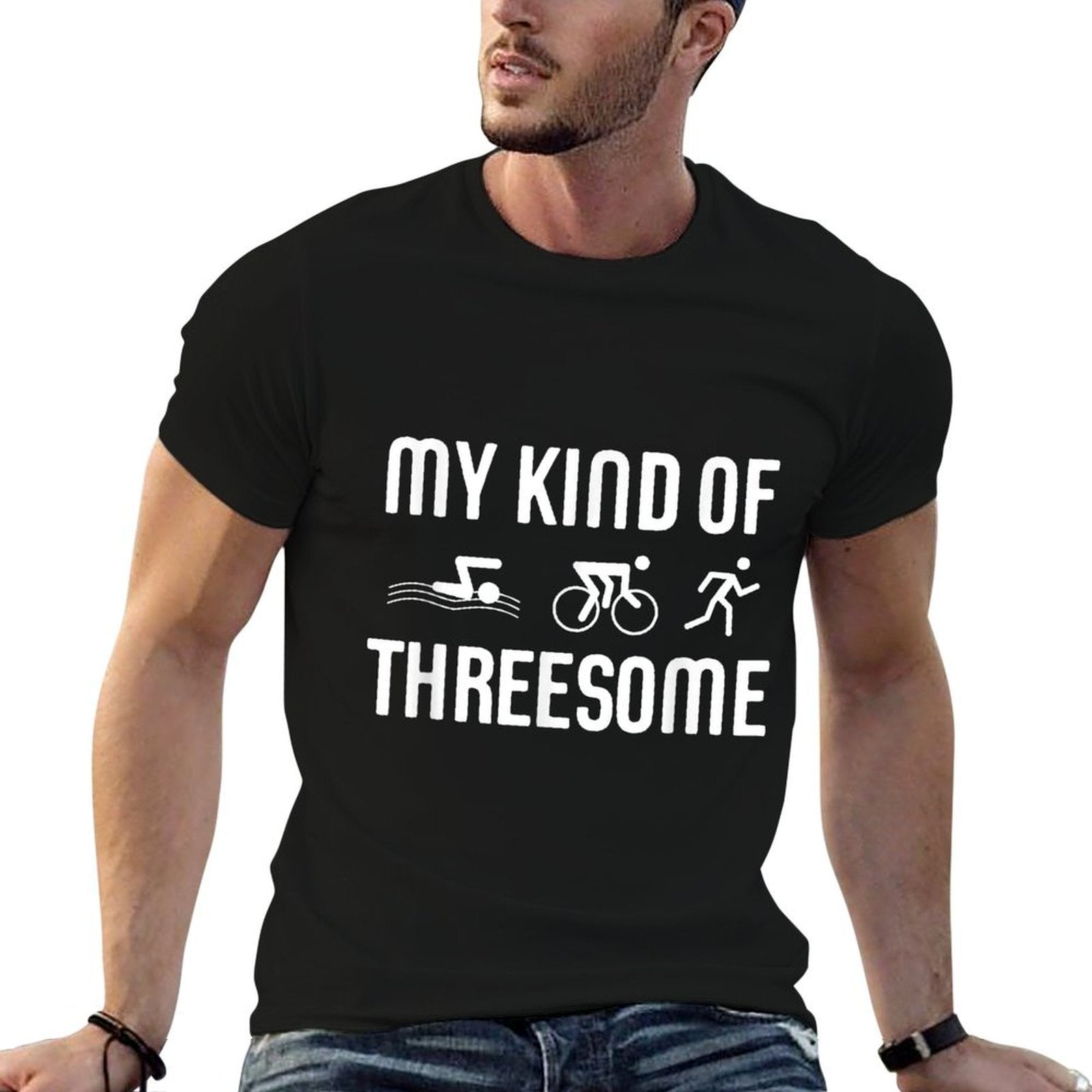Triathlon Triathlete Funny My Kind Of Threesome Gift  Cotton T-Shirt